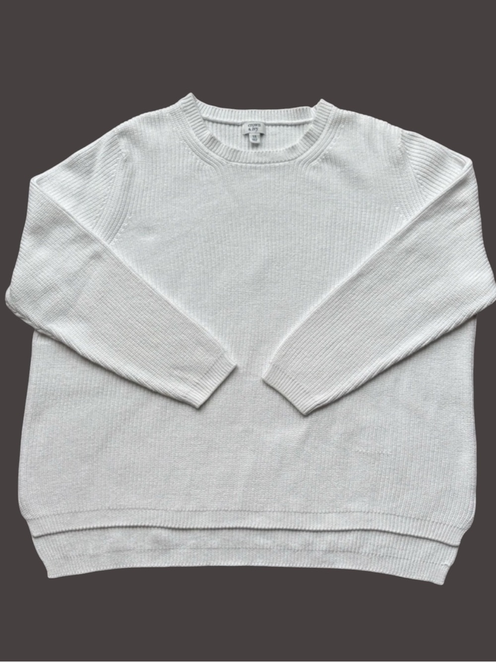 Crown & Ivy women’s white crewneck sweater cotton size 3X fisherman coastal